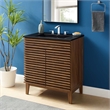 Pemberley Row Wood and Ceramic Walnut and Black Bathroom Vanity Rectangular Adjustable Shelf 30