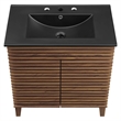 Pemberley Row Wood and Ceramic Walnut and Black Bathroom Vanity Rectangular Adjustable Shelf 30
