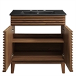 Pemberley Row Wood and Ceramic Walnut and Black Bathroom Vanity Rectangular Adjustable Shelf 30