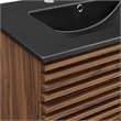 Pemberley Row Wood and Ceramic Walnut and Black Bathroom Vanity Rectangular Adjustable Shelf 30