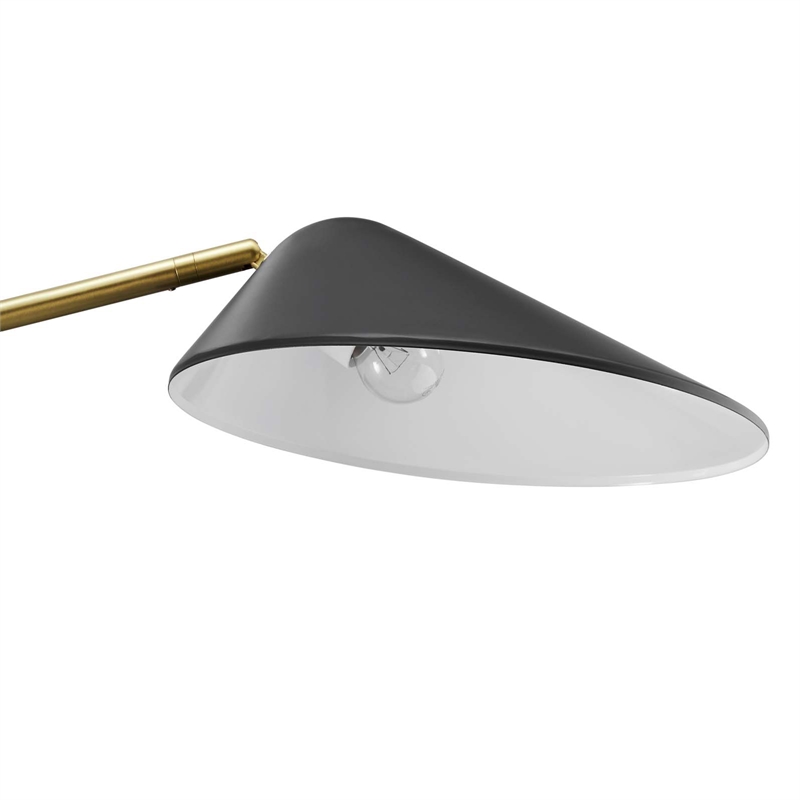 Pemberly Row 1-Light Modern Metal Standing Floor Lamp in Black/Brass