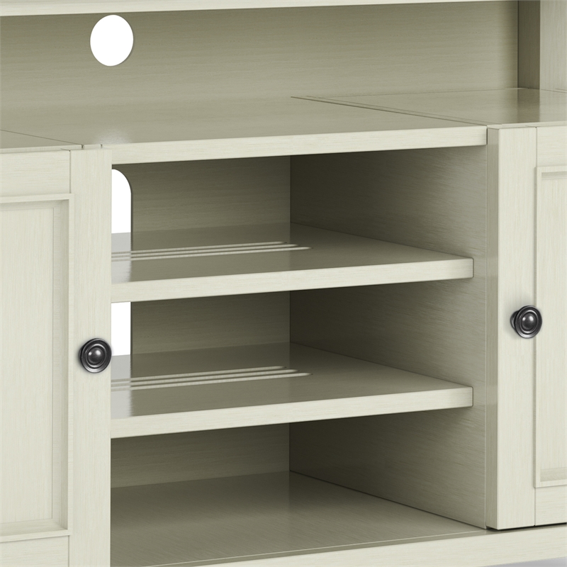 Pemberly Row Solid Wood 54 inch Wide Transitional TV Media Stand - Antique White