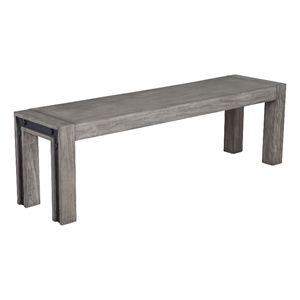 Pemberly Row Contemporary Solid Pine Dining Bench in Gray & Black