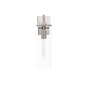 Pemberly Row Modern Glass Wall Sconce in Clear/Polished Nickel