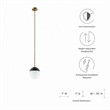 Pemberly Row 1-Light Metal and Glass Pendant Light in Opal/Satin Brass