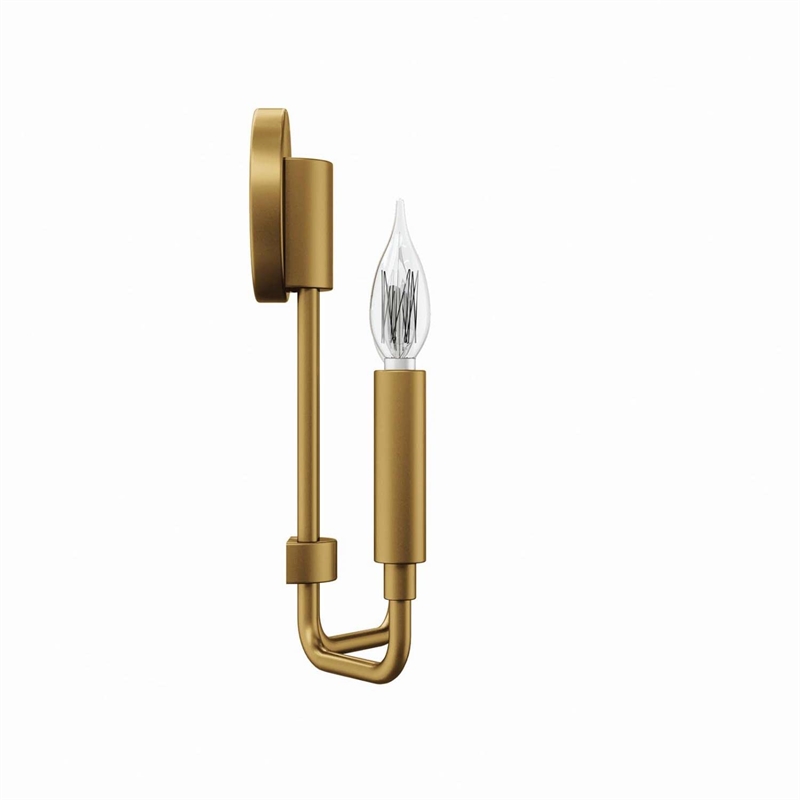 Pemberly Row Modern 2-Light Iron Metal Wall Sconce in Satin Brass
