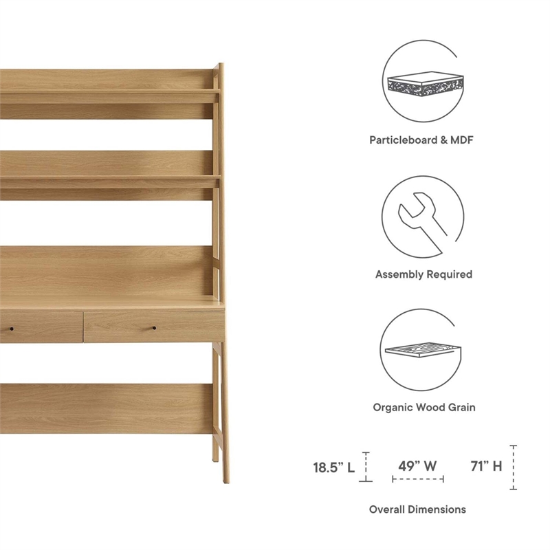 Pemberly Row Modern Particleboard and MDF Office Desk in Oak