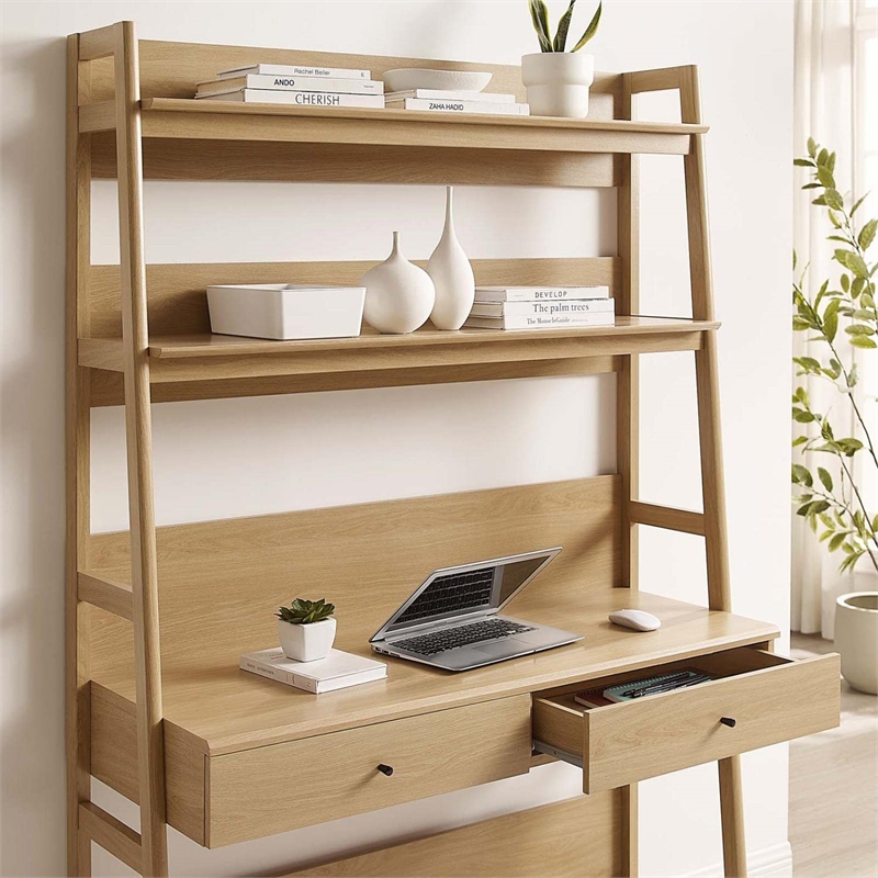 Pemberly Row Modern Particleboard and MDF Office Desk in Oak