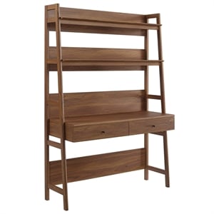 Pemberly Row Modern Particleboard and MDF Office Desk in Walnut