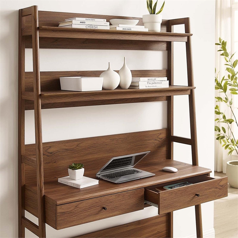 Pemberly Row Modern Particleboard and MDF Office Desk in Walnut