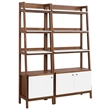 Pemberly Row Particleboard and MDF Bookshelves in Walnut/White (Set of 2)