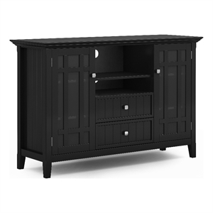 Pemberly Row Solid Wood 53&quot Wide Transitional TV Media Stand in Black For TVs