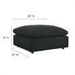 Pemberly Row Upholstered Boucle Fabric & Solid Wood Ottoman in Black