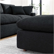 Pemberly Row Upholstered Boucle Fabric & Solid Wood Ottoman in Black