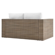 Pemberly Row Outdoor Synthetic Rattan Loveseat in Cappuccino/White