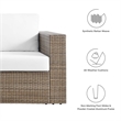 Pemberly Row Outdoor Synthetic Rattan Loveseat in Cappuccino/White