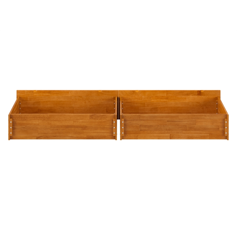 Pemberly Row Queen/King/Twin XL Urban Solid Wood Bed Drawers in Light Toffee