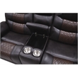 Pemberly Row Leather Console Loveseat with Power Footrest in Brown