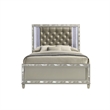 Pemberly Row Contemporary Solid Wood Queen Bed in Platinum Silver