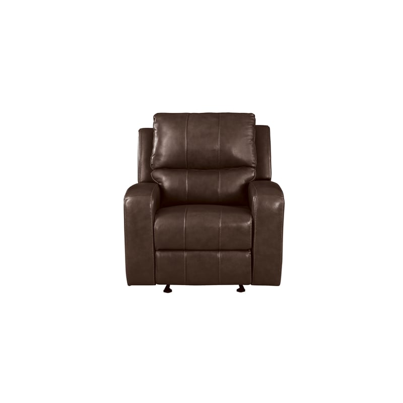 Pemberly Row Modern Leather Upholstered Glider Recliner in Brown
