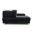 Pemberly Row Black Velvet U-Shaped Double Chaise Sectional Sofa