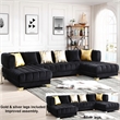 Pemberly Row Black Velvet U-Shaped Double Chaise Sectional Sofa