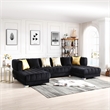 Pemberly Row Black Velvet U-Shaped Double Chaise Sectional Sofa