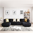 Pemberly Row Black Velvet U-Shaped Double Chaise Sectional Sofa
