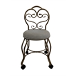 Pemberly Row Modern Victorian Vanity Stool with Back - Bronze