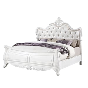 Pemberly Row Traditional Queen Bed Made With Wood in Pearl White