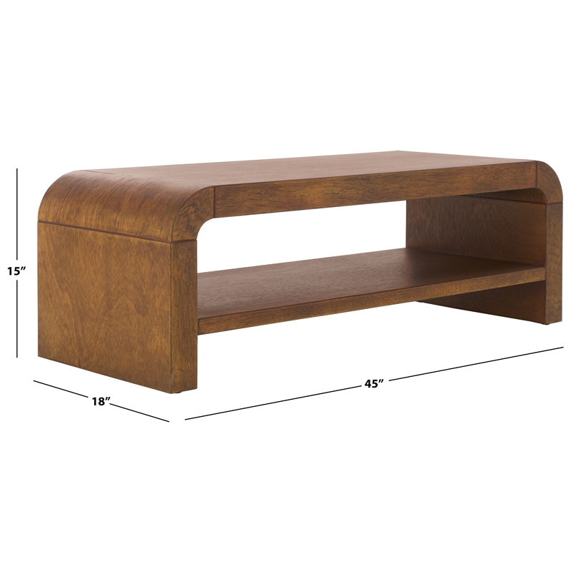 Pemberly Row Contemporary Wood 1 Shelf Coffee Table in Natural