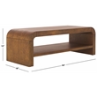 Pemberly Row Contemporary Wood 1 Shelf Coffee Table in Natural