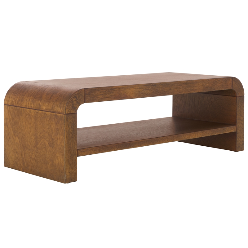 Pemberly Row Contemporary Wood 1 Shelf Coffee Table in Natural