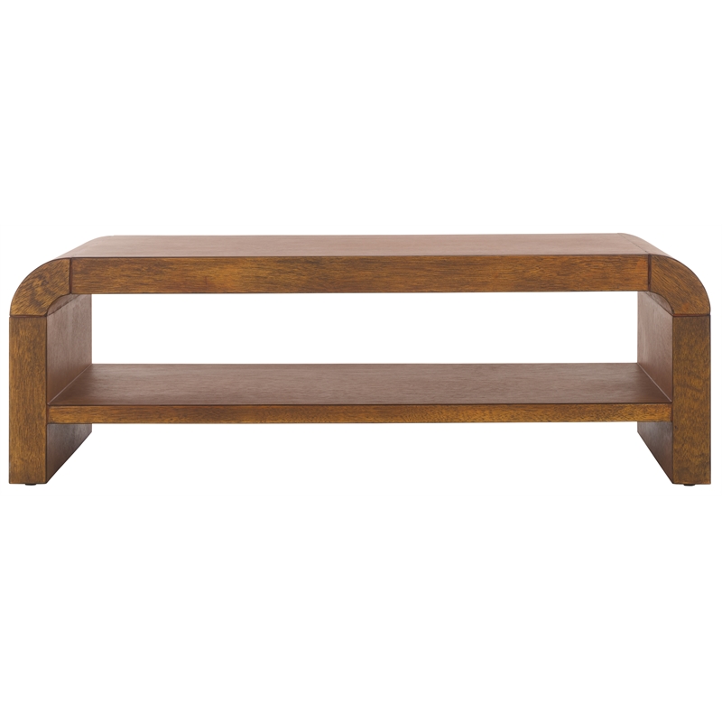 Pemberly Row Contemporary Wood 1 Shelf Coffee Table in Natural