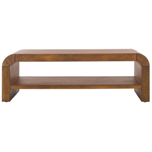 Pemberly Row Contemporary Wood 1 Shelf Coffee Table in Natural
