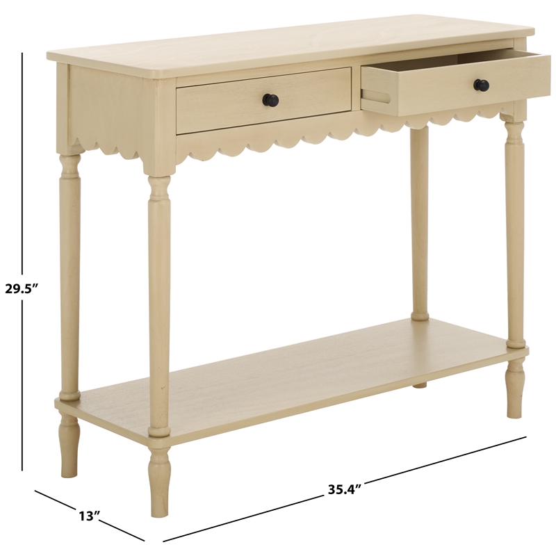 Pemberly Row Contemporary Wood 2 Drw Small Console in Natural