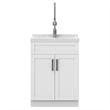 Pemberly Row 24-inch ABS Utility Sink & Cabinet in Pure White