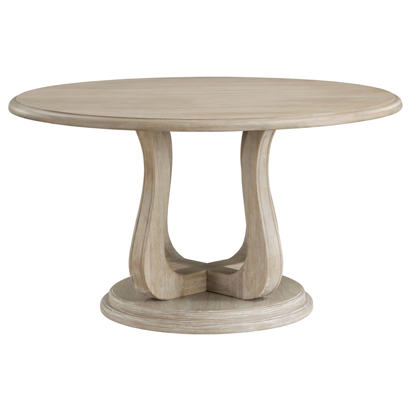 Pemberly Row Round 60-inch Pedestal Wood Dining Table in Brown