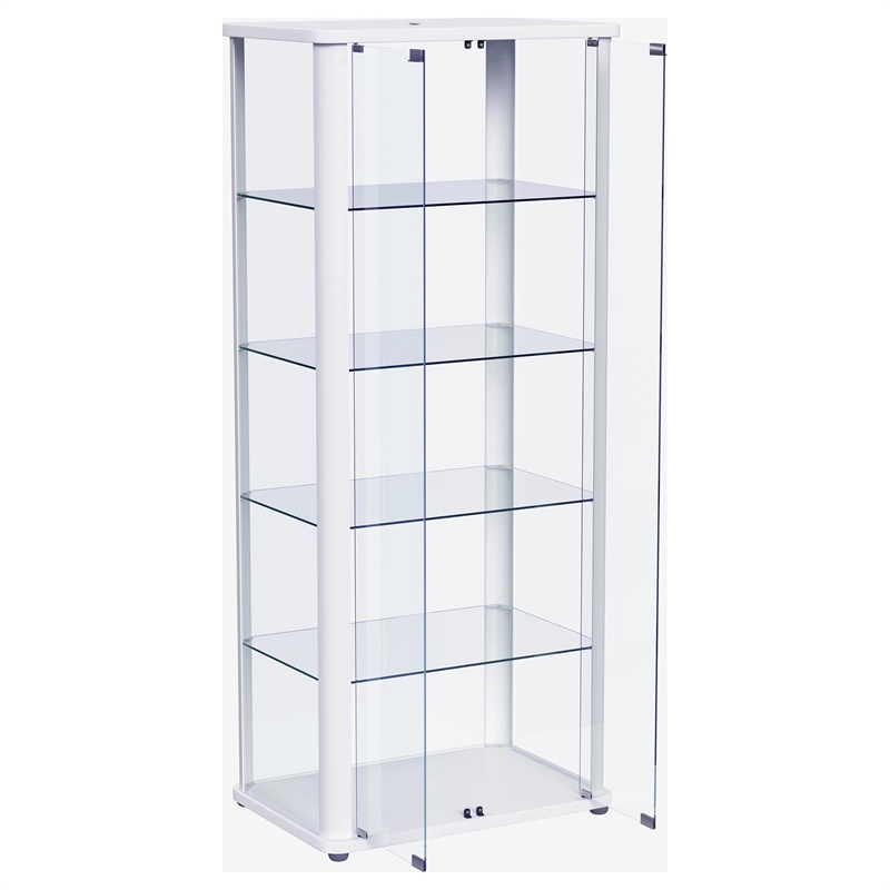 Pemberly Row 4-Shelf Wood Display Curio Cabinet with LED Lighting in White