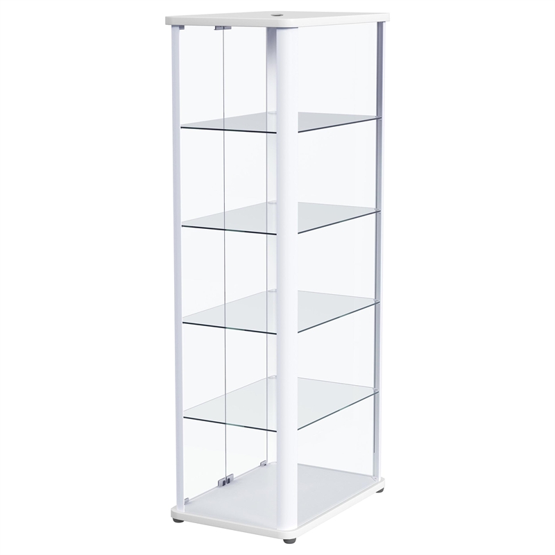 Pemberly Row 4-Shelf Wood Display Curio Cabinet with LED Lighting in White