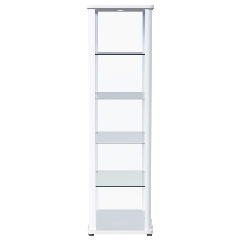 Pemberly Row 4-Shelf Wood Display Curio Cabinet with LED Lighting in White