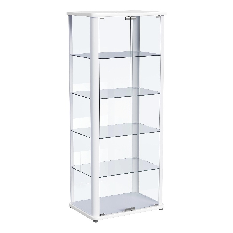 Pemberly Row 4-Shelf Wood Display Curio Cabinet with LED Lighting in White