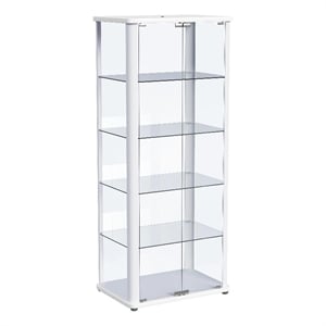 Pemberly Row 4-Shelf Wood Display Curio Cabinet with LED Lighting in White