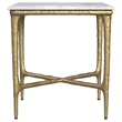 Pemberly Row Rectangular Contemporary Marble Top Side Table in White and Gold