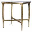 Pemberly Row Rectangular Contemporary Marble Top Side Table in White and Gold