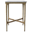 Pemberly Row Rectangular Contemporary Marble Top Side Table in White and Gold