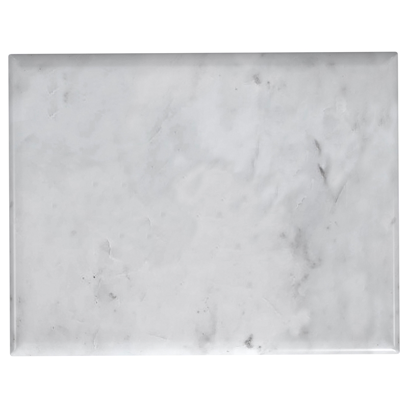 Pemberly Row Rectangular Contemporary Marble Top Side Table in White and Gold