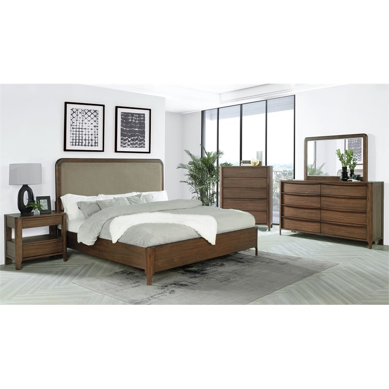 Pemberly Row 8-Drawer Rectangular Mid-Century Wood Dresser in Walnut