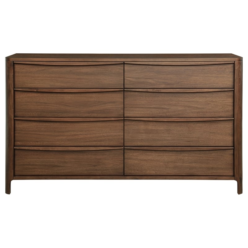 Pemberly Row 8-Drawer Rectangular Mid-Century Wood Dresser in Walnut