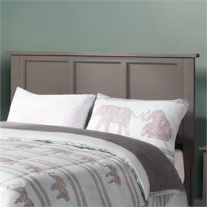 Pemberly Row Contemporary Full Solid Wood Panel Headboard in Grey